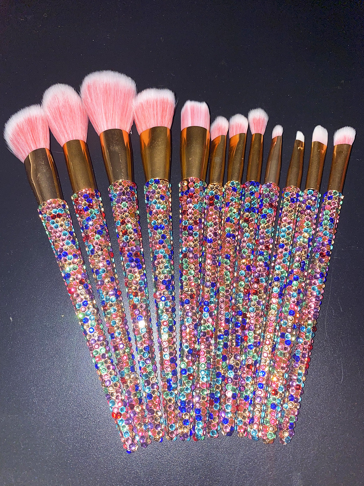 Crystal Rhinestone Makeup Brush Set 12PCS  With Bedazzled Bling Glitter Diamond