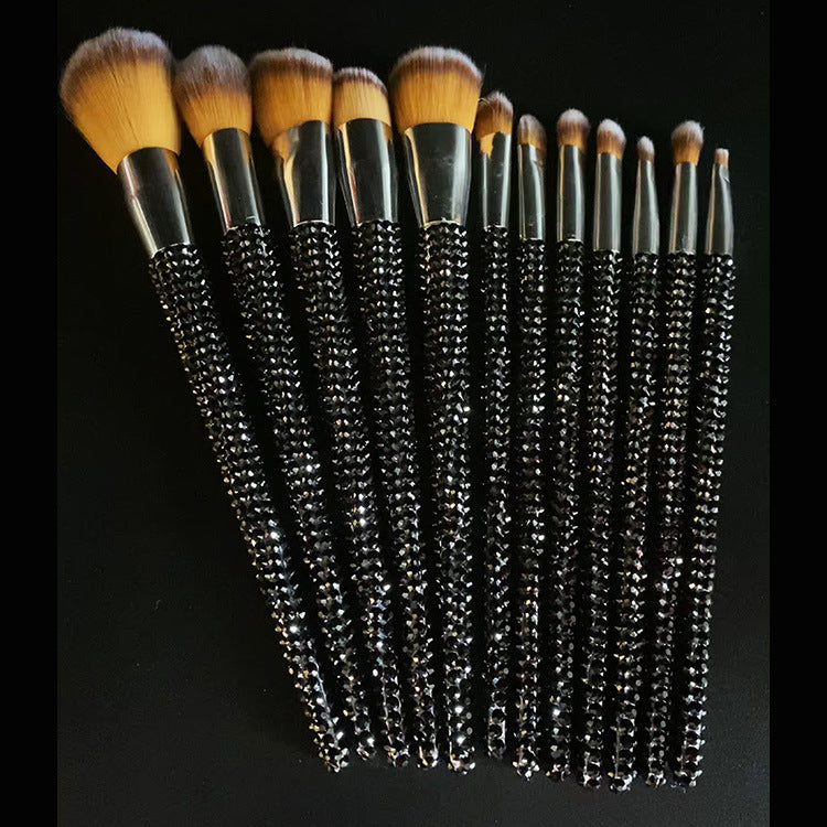 Crystal Rhinestone Makeup Brush Set 12PCS  With Bedazzled Bling Glitter Diamond