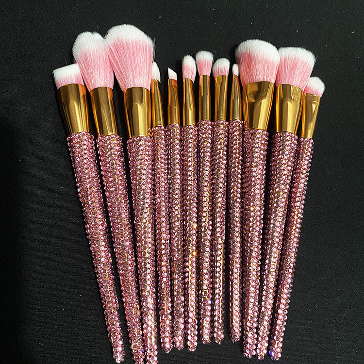 Crystal Rhinestone Makeup Brush Set 12PCS  With Bedazzled Bling Glitter Diamond