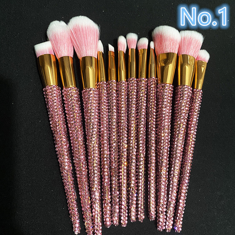 Crystal Rhinestone Makeup Brush Set 12PCS  With Bedazzled Bling Glitter Diamond