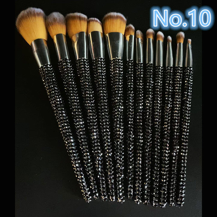 Crystal Rhinestone Makeup Brush Set 12PCS  With Bedazzled Bling Glitter Diamond