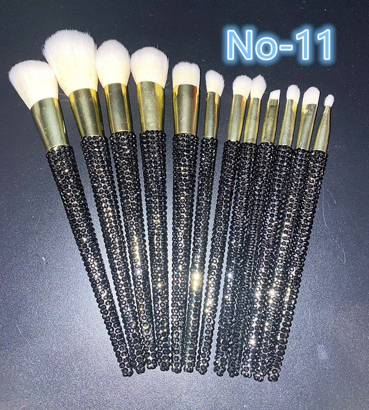 Crystal Rhinestone Makeup Brush Set 12PCS  With Bedazzled Bling Glitter Diamond