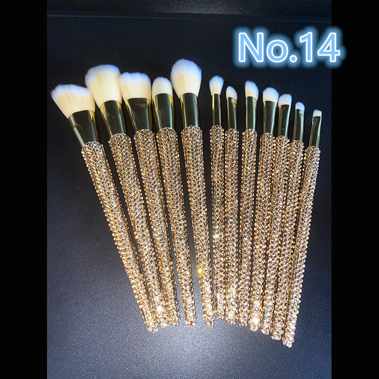 Crystal Rhinestone Makeup Brush Set 12PCS  With Bedazzled Bling Glitter Diamond