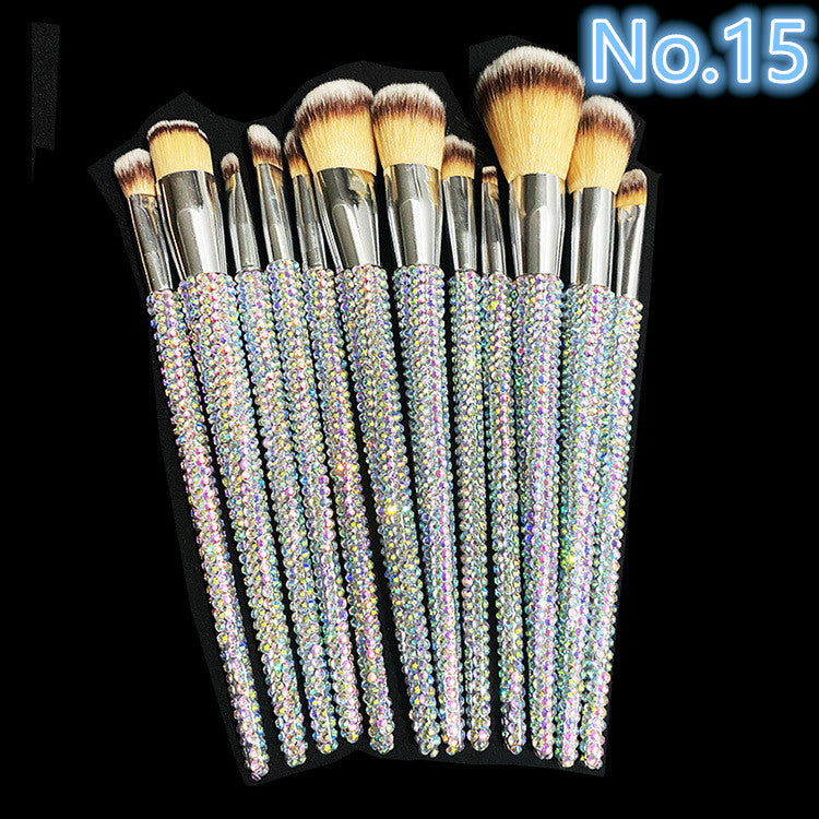 Crystal Rhinestone Makeup Brush Set 12PCS  With Bedazzled Bling Glitter Diamond