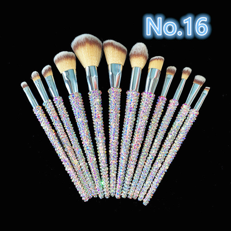 Crystal Rhinestone Makeup Brush Set 12PCS  With Bedazzled Bling Glitter Diamond