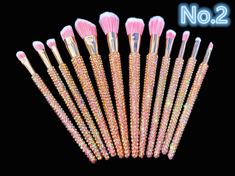 Crystal Rhinestone Makeup Brush Set 12PCS  With Bedazzled Bling Glitter Diamond