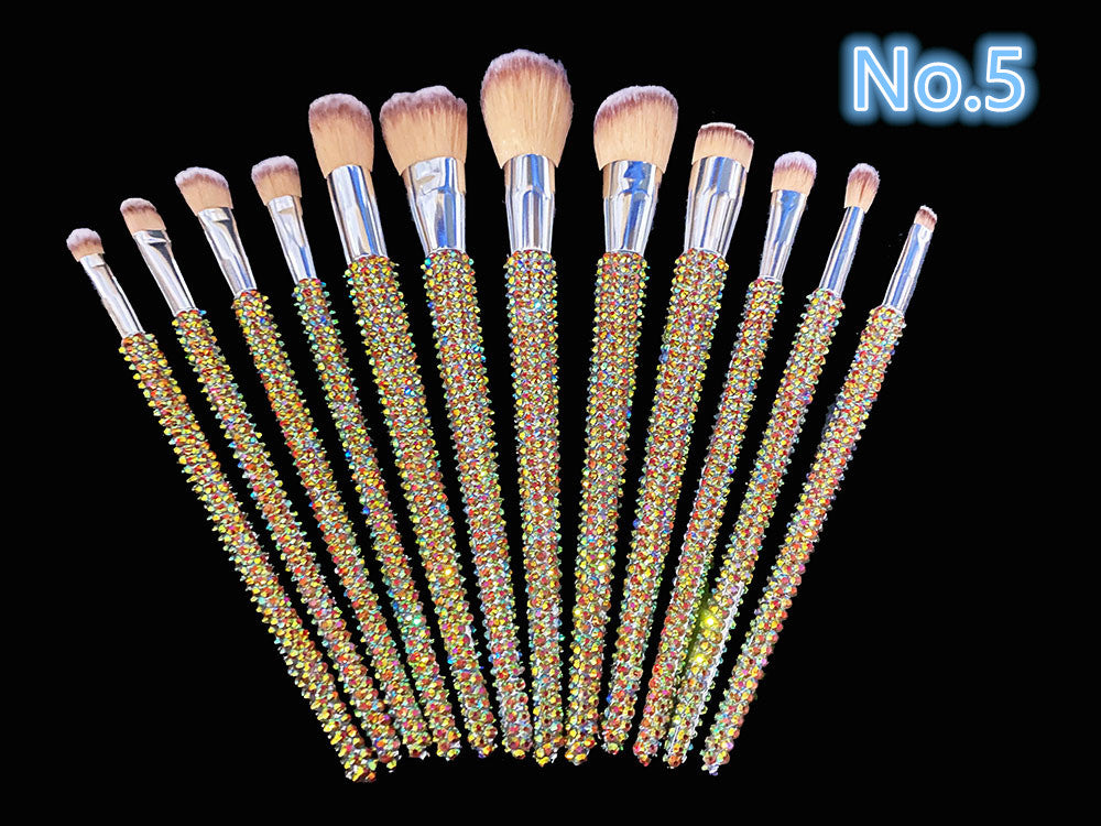 Crystal Rhinestone Makeup Brush Set 12PCS  With Bedazzled Bling Glitter Diamond