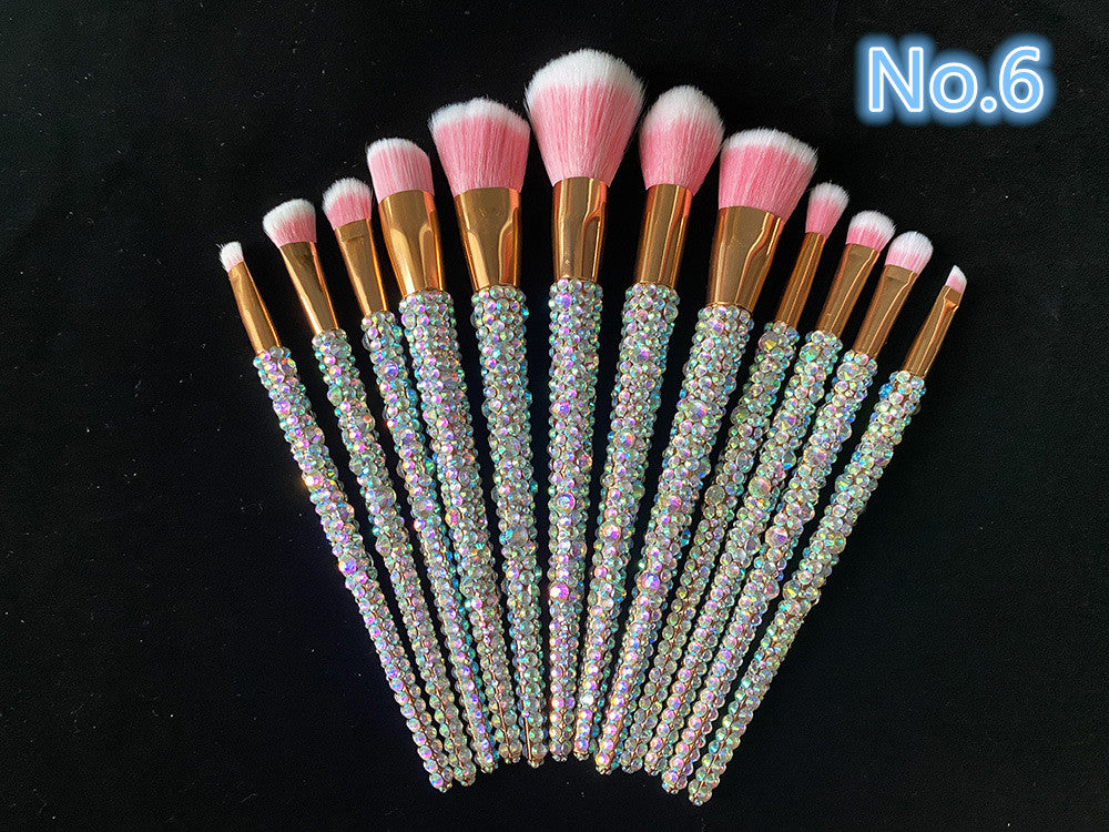 Crystal Rhinestone Makeup Brush Set 12PCS  With Bedazzled Bling Glitter Diamond