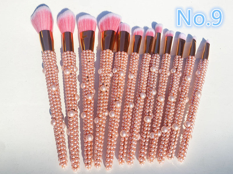 Crystal Rhinestone Makeup Brush Set 12PCS  With Bedazzled Bling Glitter Diamond